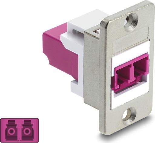 Delock Panel Mount LC Duplex Buchse zu LC Duplex Buchse silber / violett / weiß (91100)