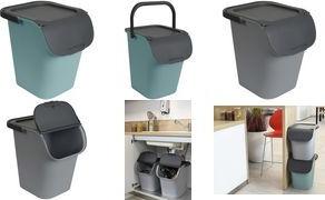 EDA Sortierbehälter TriHome, 40 Liter, grün/anthrazit Abfallbehälter mit Deckel, aus Kunststoff, große Öffnung, - 1 Stück (010612 V.EU/G.A)