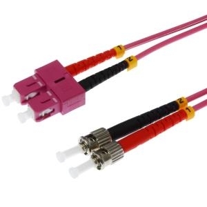 helos LWL Patchkabel 50/125µm OM4 SC/ST 3,0m SC Duplex Stecker/2x ST Stecker, erika-violett (126437)