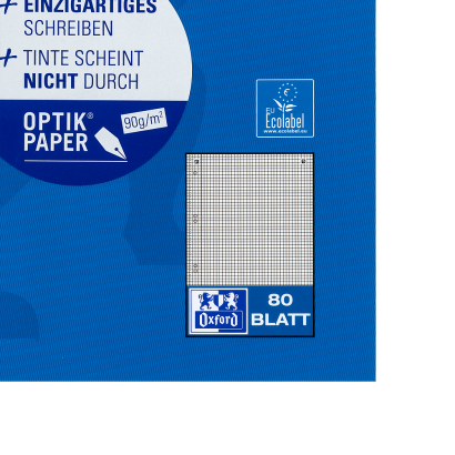 Oxford 100050393 Collegeblock A5+ kariert 80 Blatt Blau