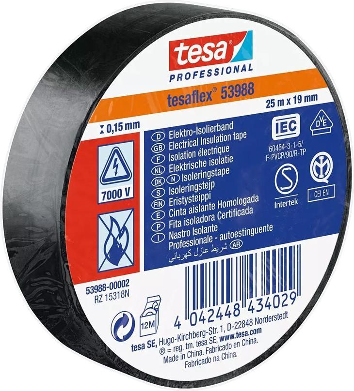Tesa flex IEC 53988-00002-00 Isolierband Schwarz L x B 25 m 19 mm 1 St. (53988-00002-00)