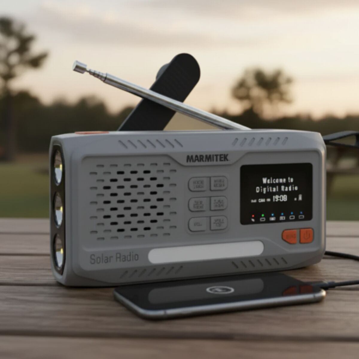 Marmitek RESQ100 Tragbares Outdoor-Radio DAB+/FM Bluetooth Solarpanel 4500 mAh Grau