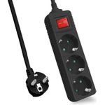 Helos Steckdosenleiste CLASSIC, 3-fach, schwarz, 5,0m, mit Schalter Robustes klassisches Design , 5,0m Zuleitung , Leiterquerschnitt: 1,5 mm² , Kabeltyp: H05VV-F 3G1.5mm , mit Schalter , 3 Schutzkontaktsteckdosen 45° gedreht , mit Berührungsschutz , belastbar bis zu 16 A/230V (4000 Watt) , VDE, CE und GS-Zertifiziert , Farbe: schwarz (262805)