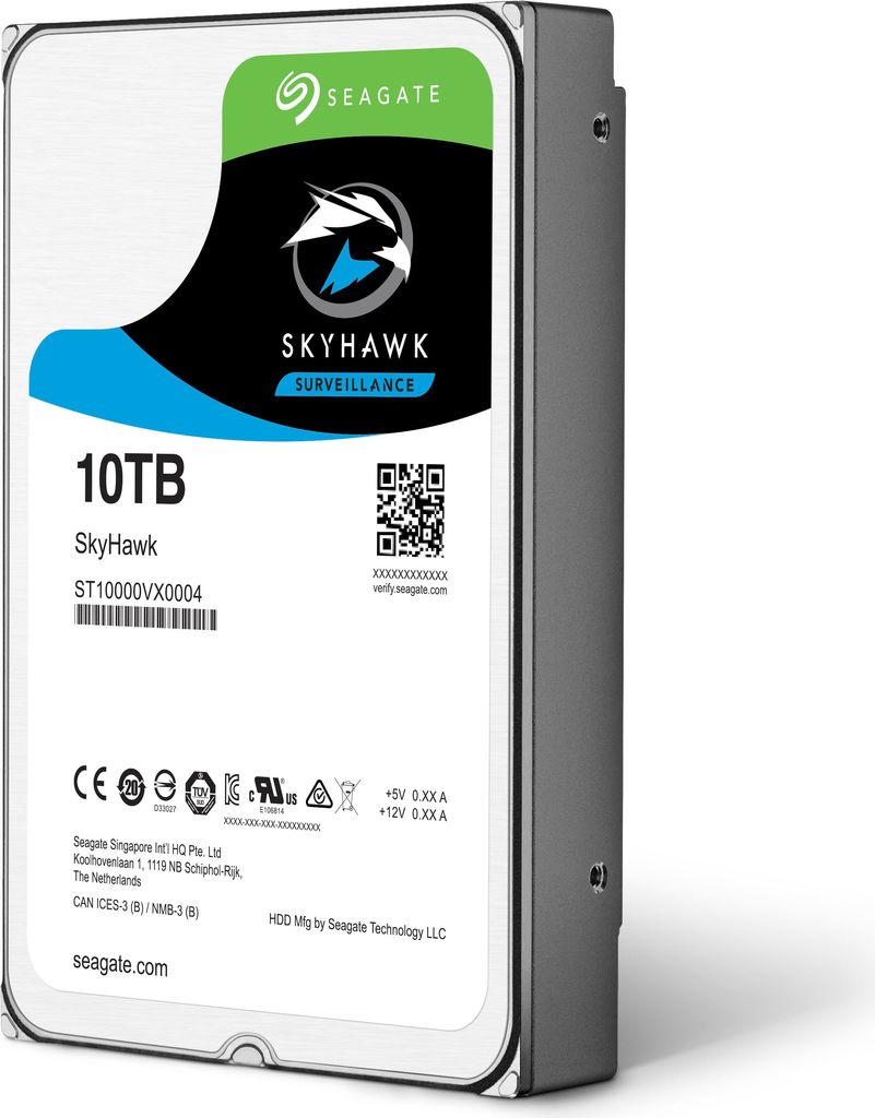 SEAGATE Surveillance Skyhawk 7200 10TB HDD 7200rpm SATA serial ATA 6Gb/s 256MB cache 8,9cm 3.5" 24x7 Dauerbetrieb BLK (ST10000VX0004)