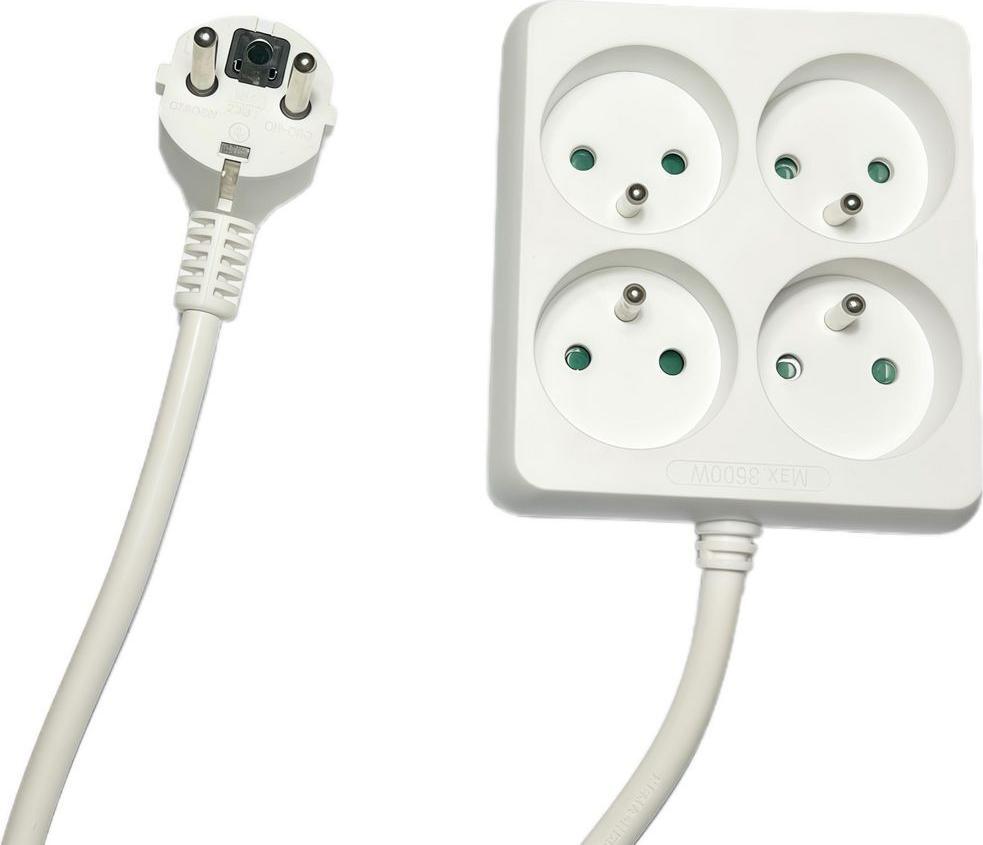 MicroConnect 4-way Power Strip Square FR Type E 1.5m White - Steckdosenleiste (MC-PSSQUARE040150FRW)