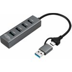 Microconnect USBHUB4-2IN1 Schnittstellen-Hub USB 3.2 Gen 1 (3.1 Gen 1) Type-A 5000 Mbit/s Schwarz (USBHUB4-2IN1)