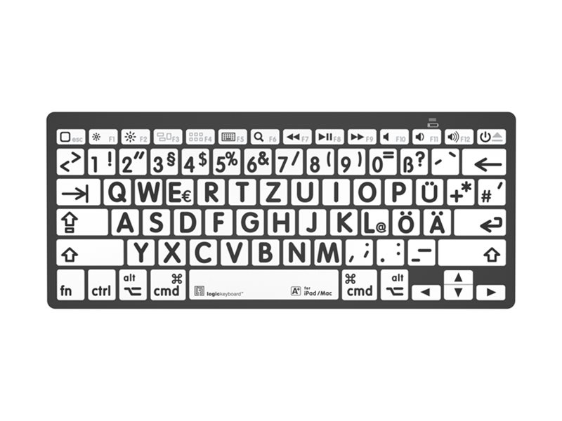 LogicKeyboard Largeprint Mini-Tastatur Bluetooth QWERTZ Deutsch Schwarz auf Weiß