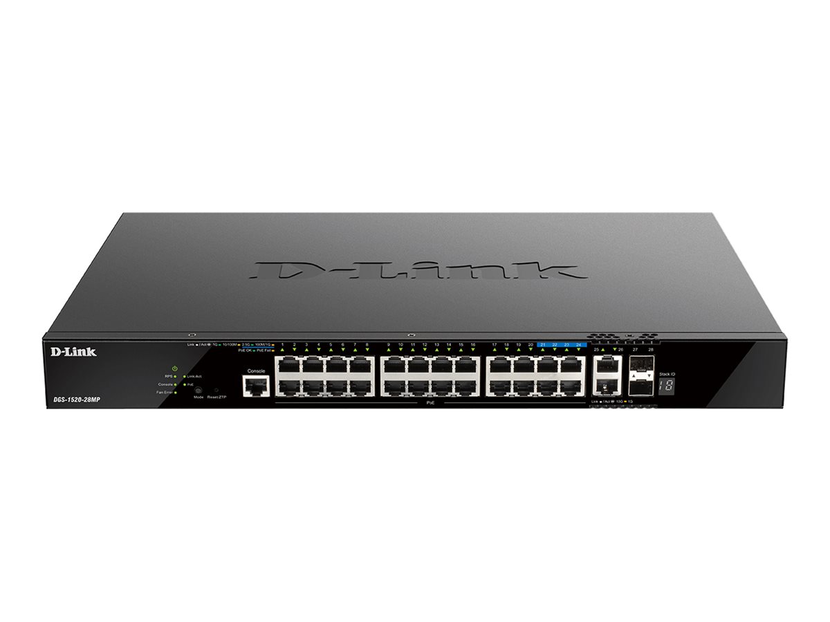 D-Link DGS-1520-28MP/E Managed Switch 28 Ports L3 Smart PoE+ Schwarz
