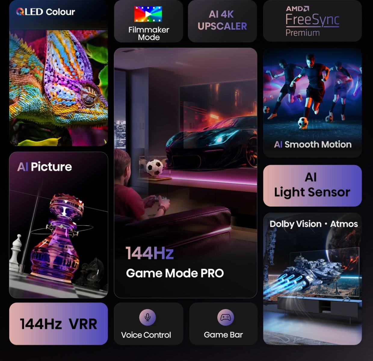 Hisense 43E7Q PRO QLED Smart-TV 43" 4K Ultra HD 144 Hz Schwarz
