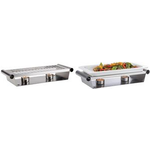 APS Speisenwärmer 2-flammig (B)340 x (T)130 x (H)60 mm aus Edelstahl, matt poliert, für 2 Teelichter - 1 Stück (35343)