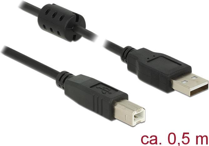 DELOCK Kabel USB 2.0 Typ-A Stecker > USB 2.0 Typ-B Stecker 0,5 m schwarz