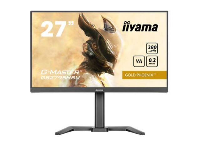 iiyama 27" Fast VA Gaming, G-Master Gold Phoenix, FreeSync Premium, 1920x1080@280Hz, 300cd/m², 4000:1, HDMI, DisplayPort, 0,2ms (MPRT), Speakers, USB (4x 3.2), Black Tuner, 15cm Height Adj. Stand [Energieklasse E] (GB2795HSU-B1)