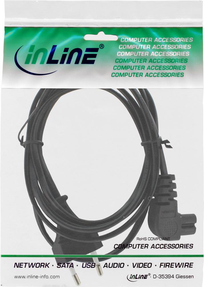 INLINE Stromkabel Eurostecker (S) zu IEC 60320 C7 gewinkelt (16650Z)