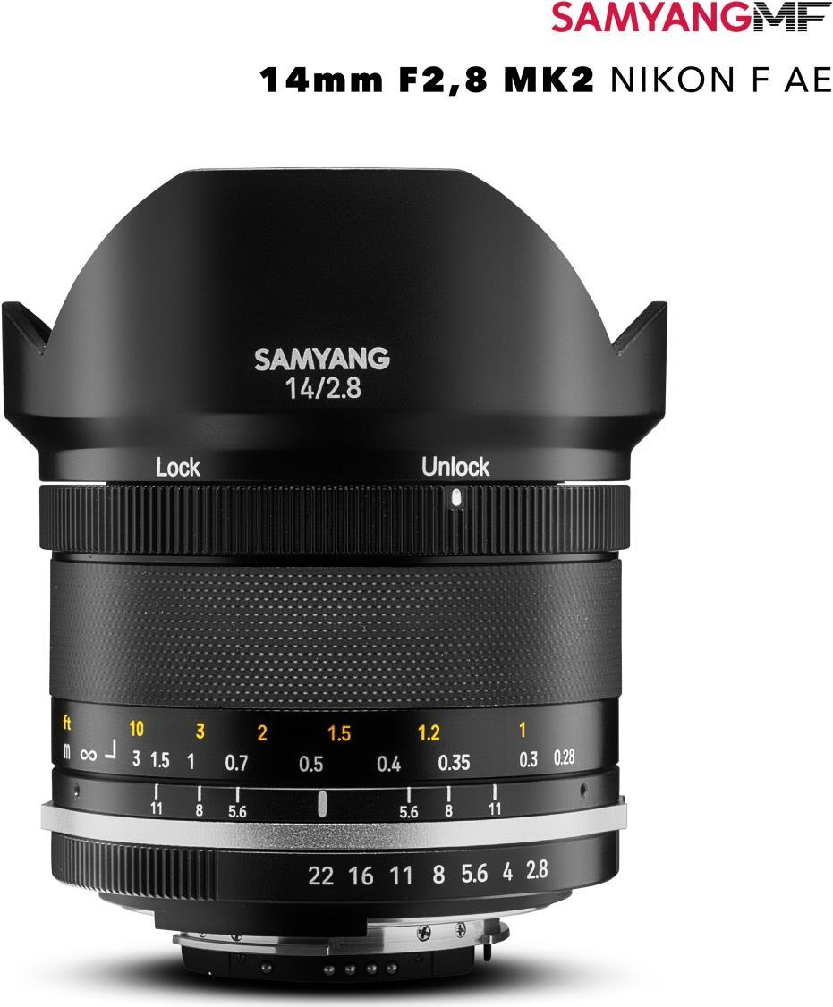 SAMYANG MF 14 mm F2,8 MK2 Nikon F AE 22984 Weitwinkel-Objektiv f/2.8 - 22 14 mm (max)