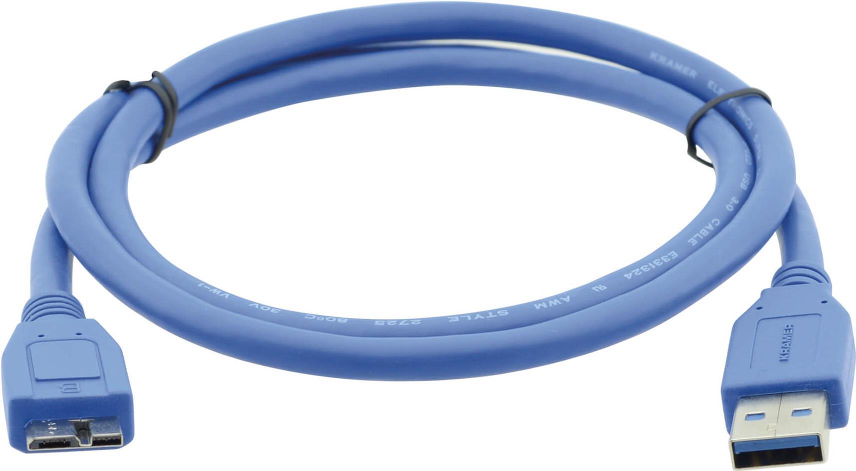 Kramer Electronics C-USB3/MICROB-3 USB Kabel 0,9 m USB 3.2 Gen 1 (3.1 Gen 1) USB A Micro-USB B Blau (96-02356003)