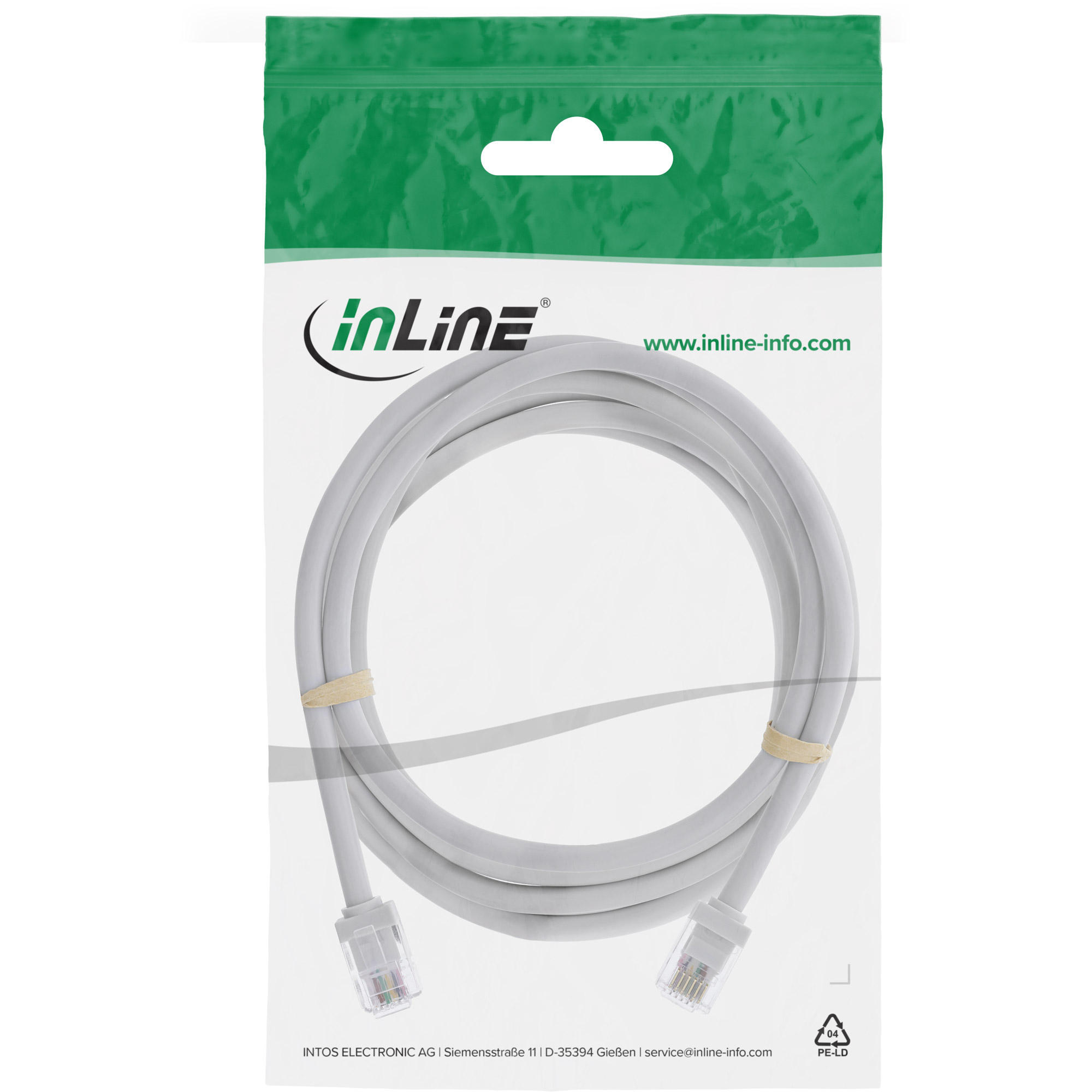 InLine Modular-Rundkabel RJ12 Stecker/Stecker 6-adrig 6P6C, 5 m