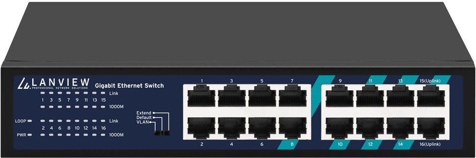 Lanview Unmanaged Full Intelligent Ethernet (LVN-1U-16PORT-1G)