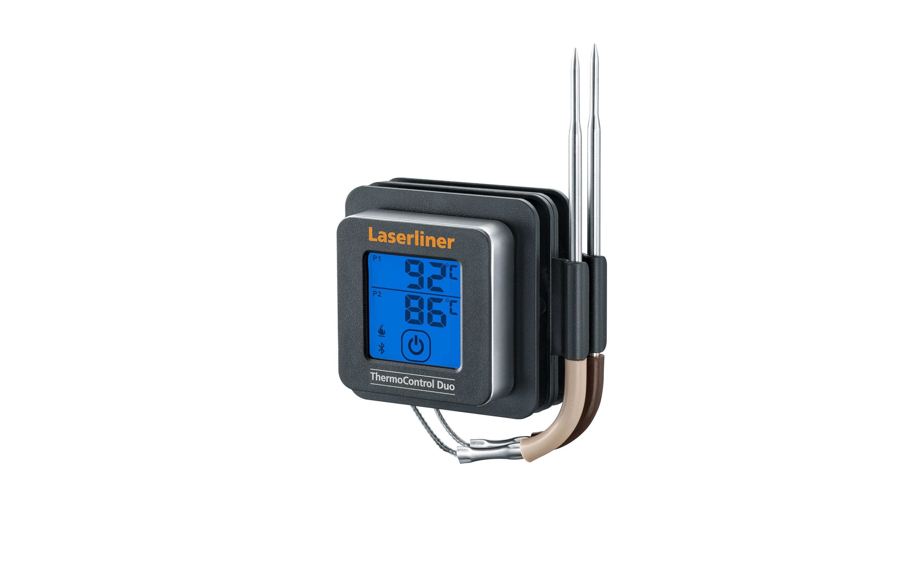 Laserliner ThermoControl Duo Essensthermometer Digital 0–350 °C Bluetooth Silber, Schwarz