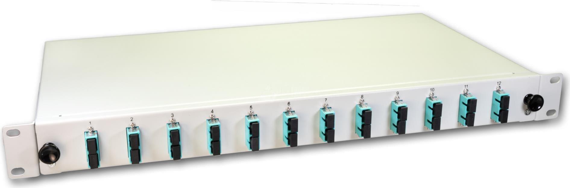 Lightwin LWL Spleissbox, 24 Fasern, 12x DSC Multimode, 50/125µm OM3 Pigtail Spleißboxen (SPBOX 24G50 OM3 DSC)
