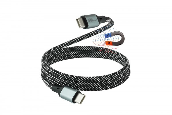 Good Connections Magnetisches USB-C Spiralkabel USB4 Gen 3x2 40 Gbit/s 240 W 8K@60Hz 1 m Schwarz