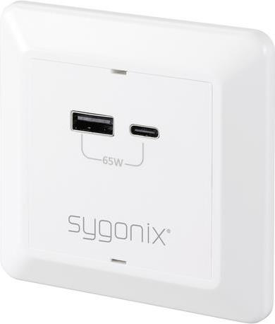 Sygonix SY-5251910 USB-Ladesteckdose Überspannungsschutz, mit USB-C®, mit USB-Ladeausgang Weiß (SY-5251910)