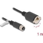 Delock M12 Kabel A-kodiert 8 Pin Buchse zu RJ45 zum Einbau Cat.5e FTP 1m (80433)