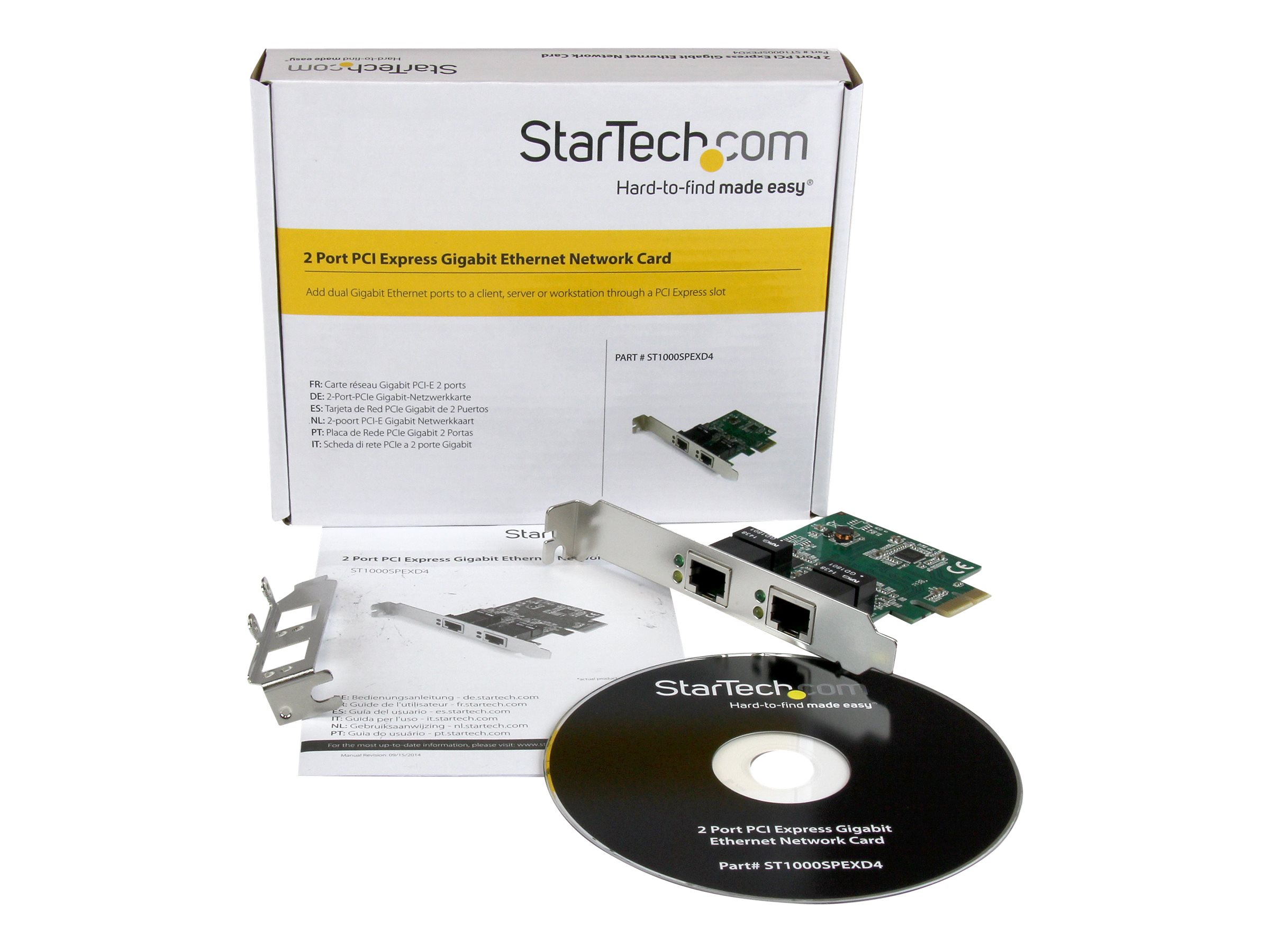 StarTech.com Dual Port Gigabit PCI Express Server Netzwerkkarte - PCIe x1 - 2x Gigabit Ethernet - Low Profile