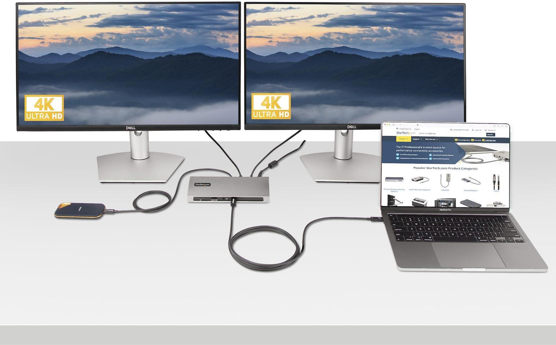 StarTech.com 2 m Aktives Thunderbolt 4 Kabel 40 Gbit/s 100W PD Schwarz