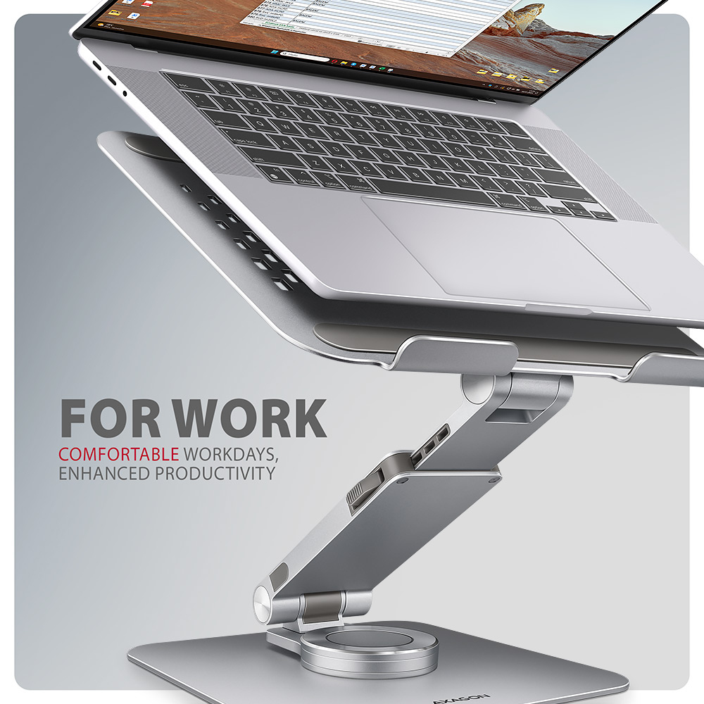 AXAGON STND-LR Notebook-Ständer 10″–17″ Aluminium Grau