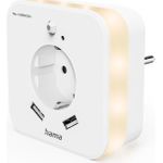 Hama LED-Nachtlicht mit Steckdose, 2 USB-Ausgänge, Bewegungsmelder, Lichtsensor (00223507)