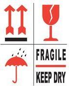rillprint Hinweisetiketten "FRAGILE / KEEP DRY" permanent klebend, Farbe: weiß / rot / schwarz - 1 Stück (76150)