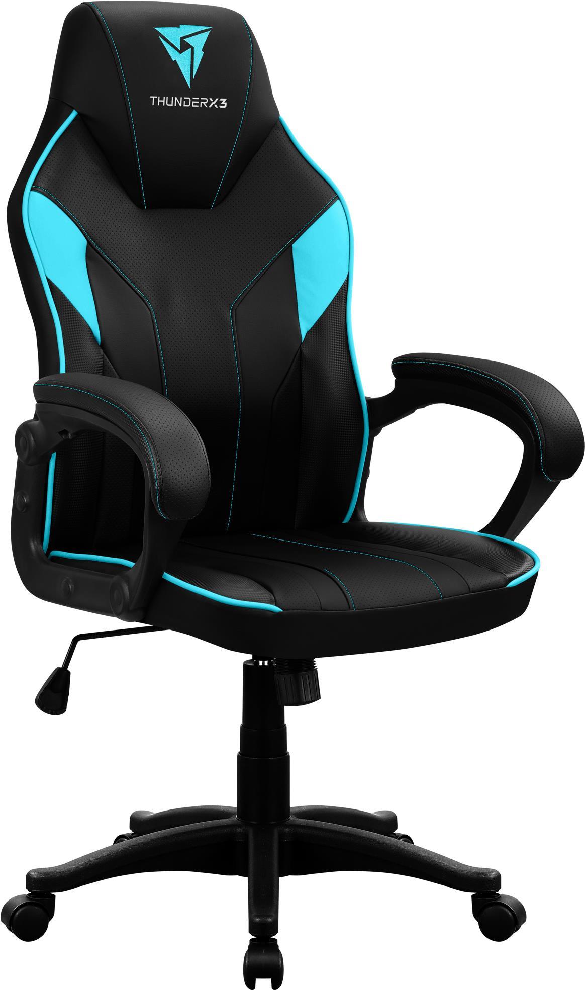 ThunderX3 EC1BC Videospiel-Stuhl PC-Gamingstuhl Gepolsterter Sitz Schwarz (EC1 Black/Cyan)