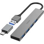 Hama USB-Hub, 4 Ports, USB 3.2 Gen1, 5 Gbit/s, Ultra Slim, inkl. USB-C-Adapter (00200141)