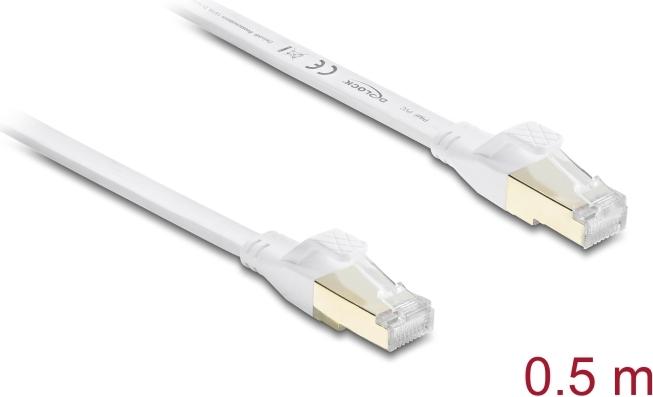Delock RJ45 Flachband Patchkabel Cat.8.1 U/FTP bis 40 Gbps 0,5 m weiß (81024)