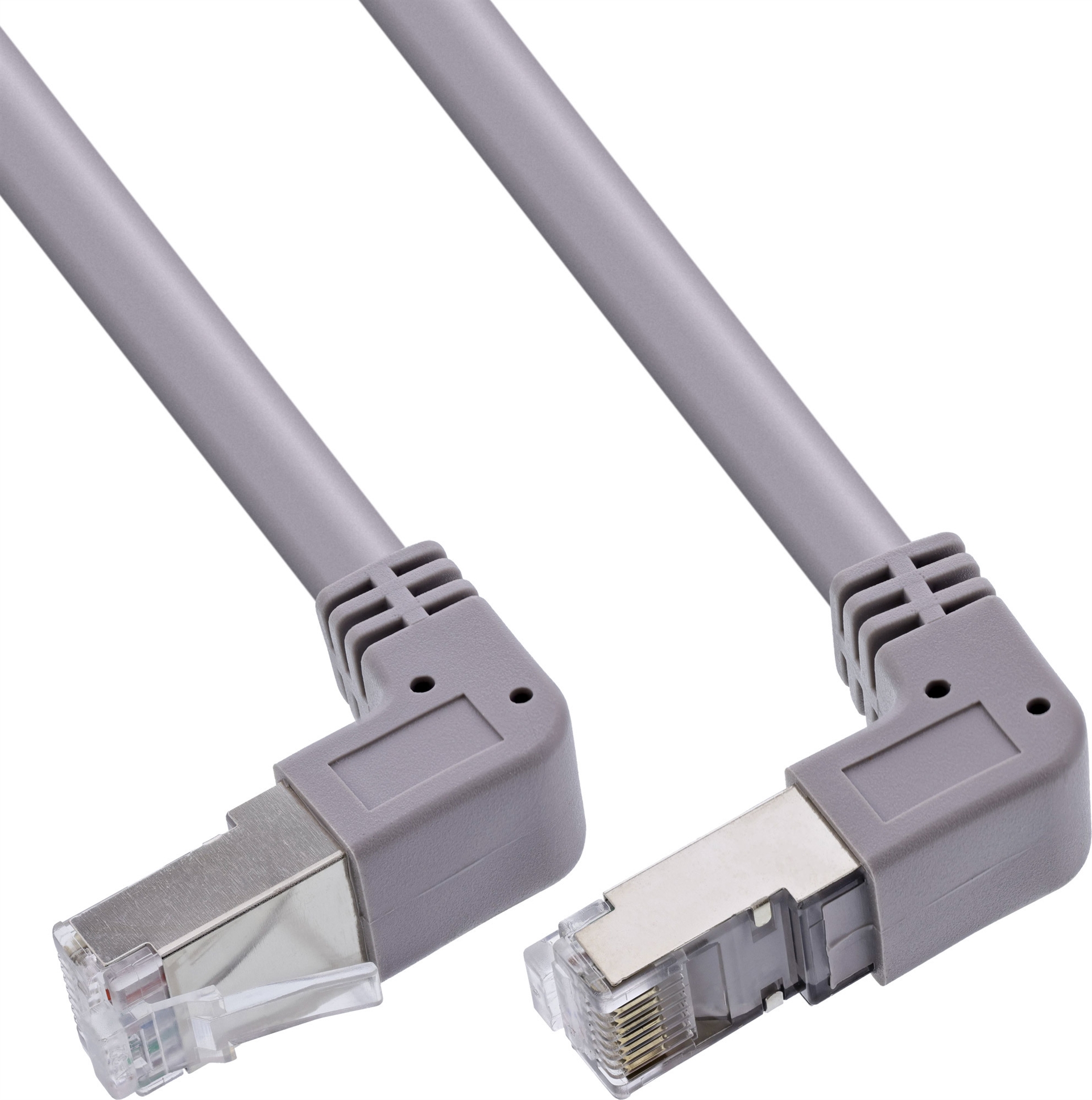 InLine® Patchkabel oben/unten gewinkelt, S/FTP (PiMf), Cat.6, PVC, grau, 1,22m (S-76603U-1.22)