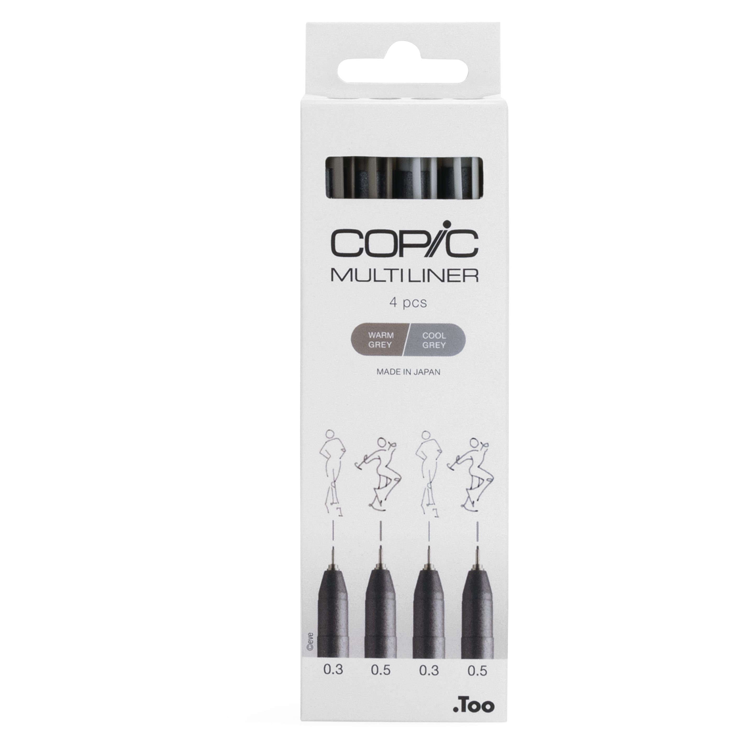 COPIC Multiliner Fineliner Set 0.3 + 0.5 mm Grau 4 St.