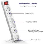 Helos Steckdosenleiste CLASSIC, 6-fach, weiß, 1,5m, mit Schalter Robustes klassisches Design , 1,5m Zuleitung , Leiterquerschnitt: 1,5 mm² , Kabeltyp: H05VV-F 3G1.5mm , mit Schalter , 6 Schutzkontaktsteckdosen 45° gedreht , mit Berührungsschutz , belastbar bis zu 16 A/230V (4000 Watt) , VDE, CE und GS-Zertifiziert , Farbe: weiß (262796)