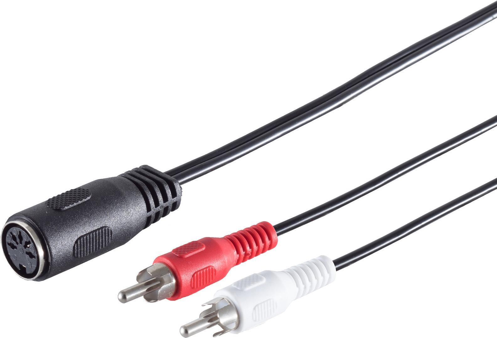 S/CONN maximum connectivity Diodenkabel-DIN Kabel-Diodenkupplung 5-pol. auf 2 Cinchstecker, Belegung 1/4 -Aufnahme, 0,2m (10511)