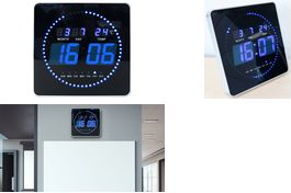 UNiLUX LED-Wanduhr FLO LED, mit Datum/Temperatur, schwarz Anzeige Uhrzeit über LED-Ziffern, Sekundenanzeige über - 1 Stück (400124566)