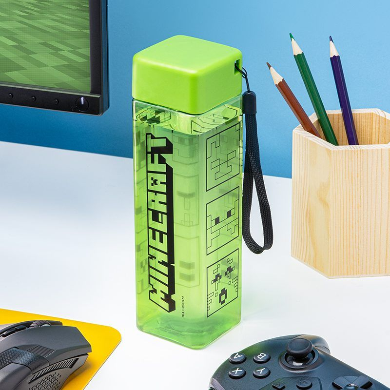 Paladone Minecraft Shaped Water Bottle 500 ml Schraubdeckel Schwarz, Grün
