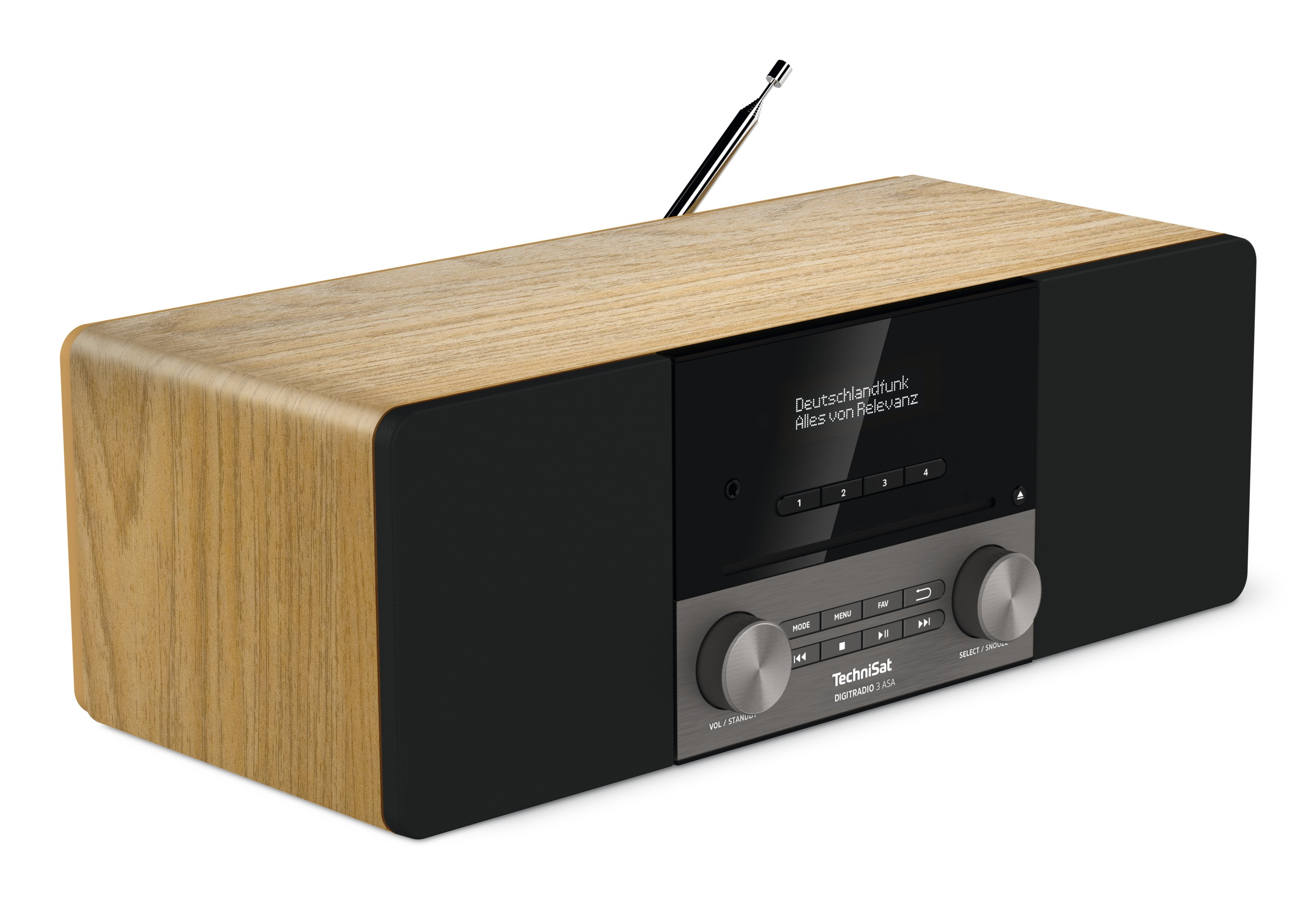 TechniSat DIGITRADIO 3 ASA Tragbares Radio DAB+ UKW 20 W Bluetooth CD-Player Blackberry, Eiche