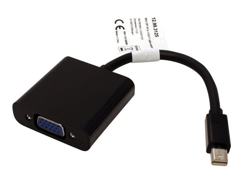 VALUE Mini DisplayPort-VGA Adapter, aktiv, 15 cm, Schwarz