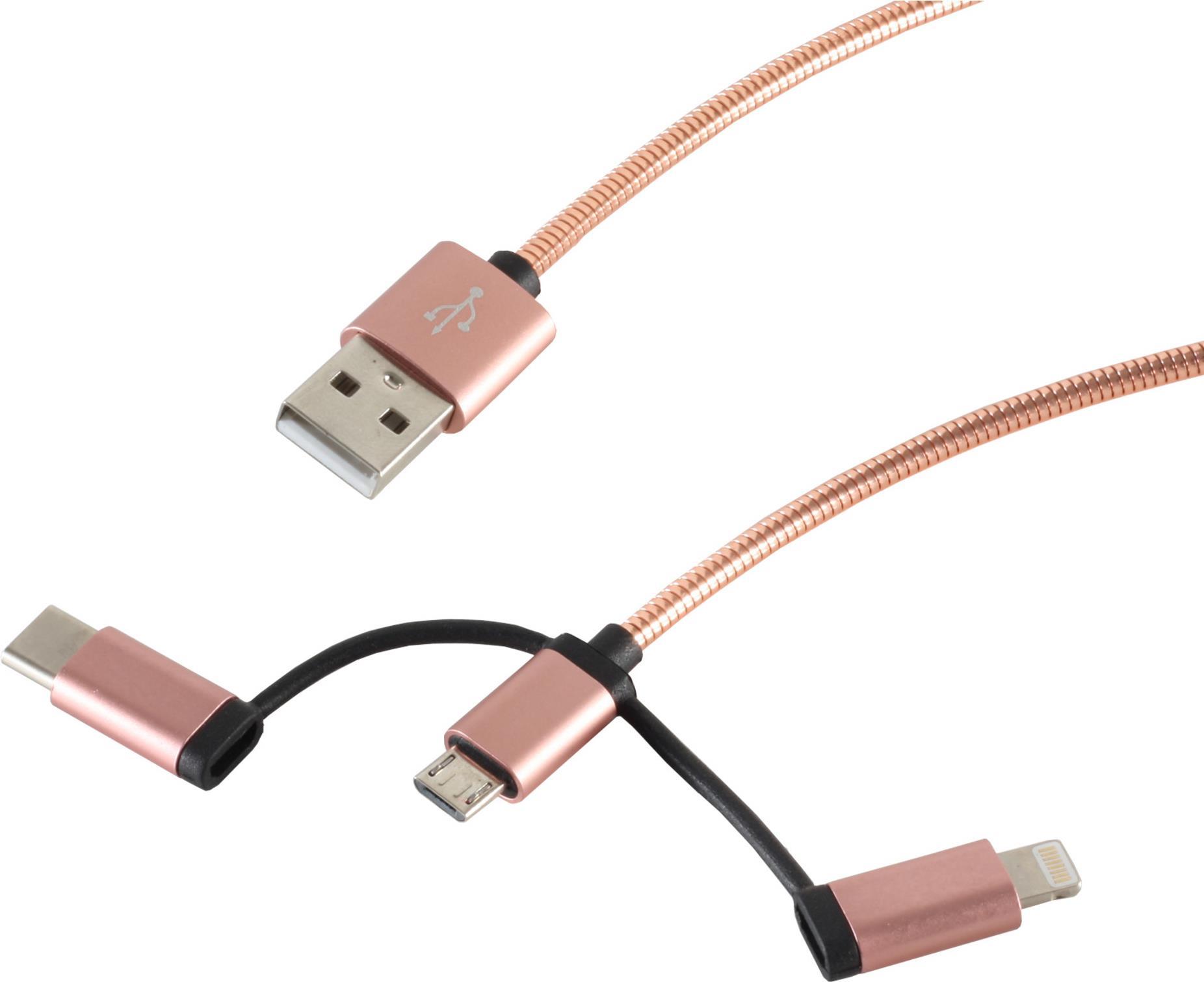 S-Conn 14-50074 1m USB A Micro-USB B Männlich Männlich Rose Gold USB Kabel (14-50074)