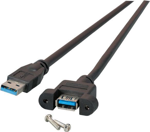 EFB-Elektronik USB3.0 Verlängerungskabel A-A,St.-Einbaubuchse 1,8m schwarz Hersteller: EFB Elektronik (K5265SW.1,8)