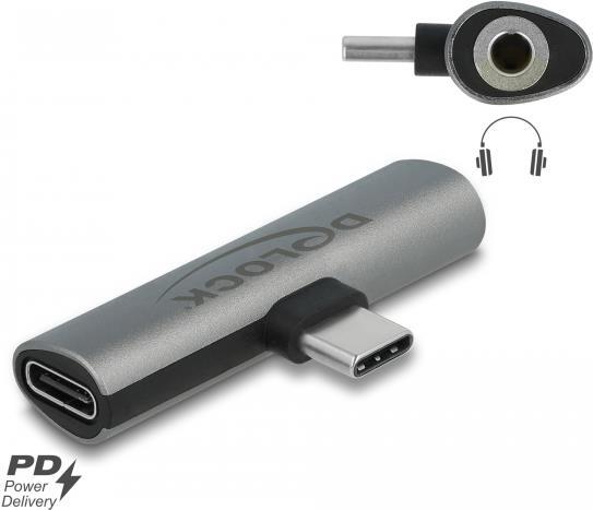 DELOCK - USB-C zu Kopfhöreranschluss / Ladeadapter - USB-C männlich zu Mini-Stecker, USB-C weiblich