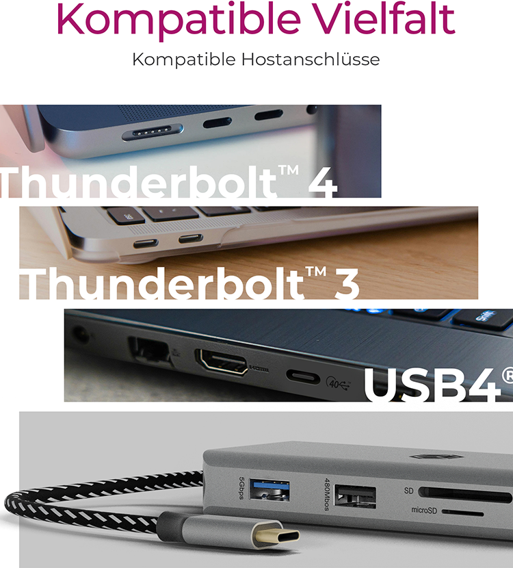 ICY BOX IB-DK4012-CPD Dockingstation 9-in-1 USB-C 100 W Anthrazit, Schwarz