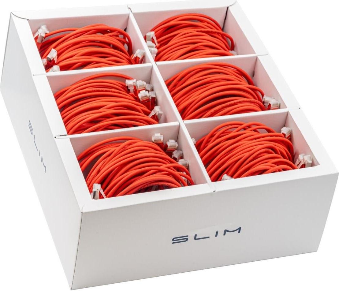 SLIM KAT6A 10 Gigabit Lightpatchkabel, 0,50m, U/FTP, Ø 3,8mm, rot, 90-Pack KAT6A LIGHT geschirmt (SLIM-LS-K6A 0.5 RD 90)