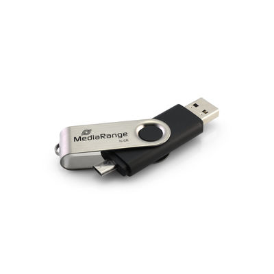 MediaRange MR932-2 USB-Stick 32 GB USB 2.0 Type-A / Micro-USB Schwarz - Silber