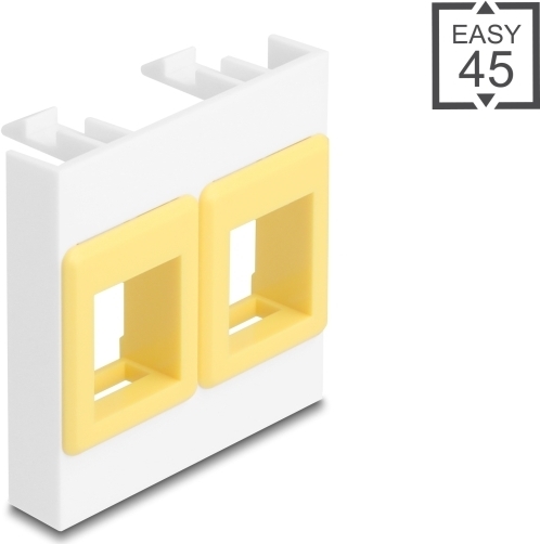 Delock Easy 45 Modul mit zwei Keystone Halterungen 45 x 45 mm weiß gelb (81584)