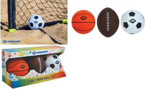 SCHILDKRÖT 3in1 Mini Ball-Set, 3-teilig leicht und weich, je 1 kleiner Basketball, Football und - 1 Stück (970165)